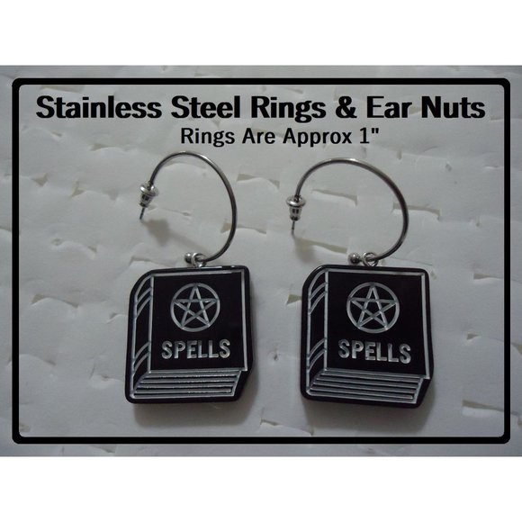 6/$20 Gothic Black&White Dark Moon Interchangeable Charm Earrings-6 Pairs in Set - Picture 3 of 8